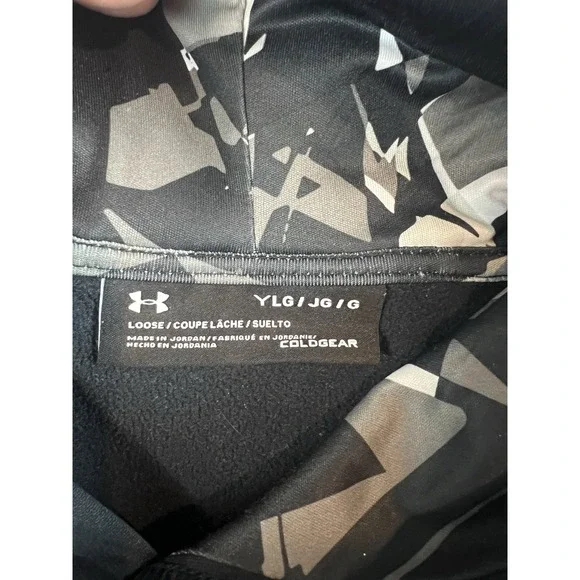 Under Armour Boys Black Hoodie Logo Hooded Pullover Top Pocket Youth Large. - Picture 5 of 8